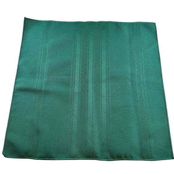 Set of 8 Dark Green Cloth Napkins 17"x17" Solid Stripe Damask Polyester Blend - Picture 4 of 8